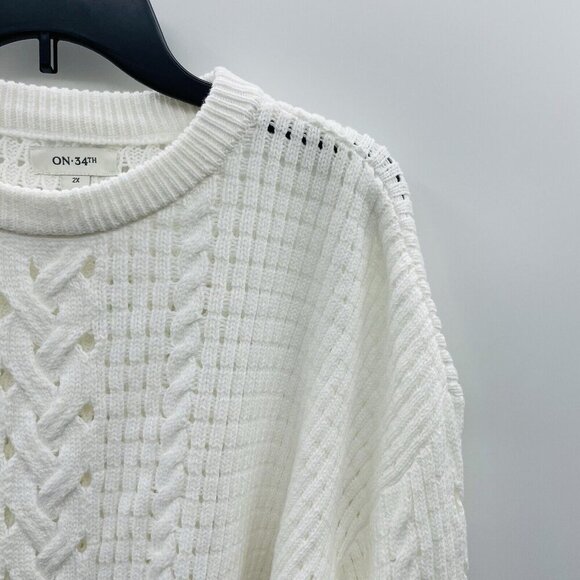 On 34th Womens Plus Size 2X Crewneck Cotton-Blend Open Knit Sweater $59 113 - Picture 3 of 7